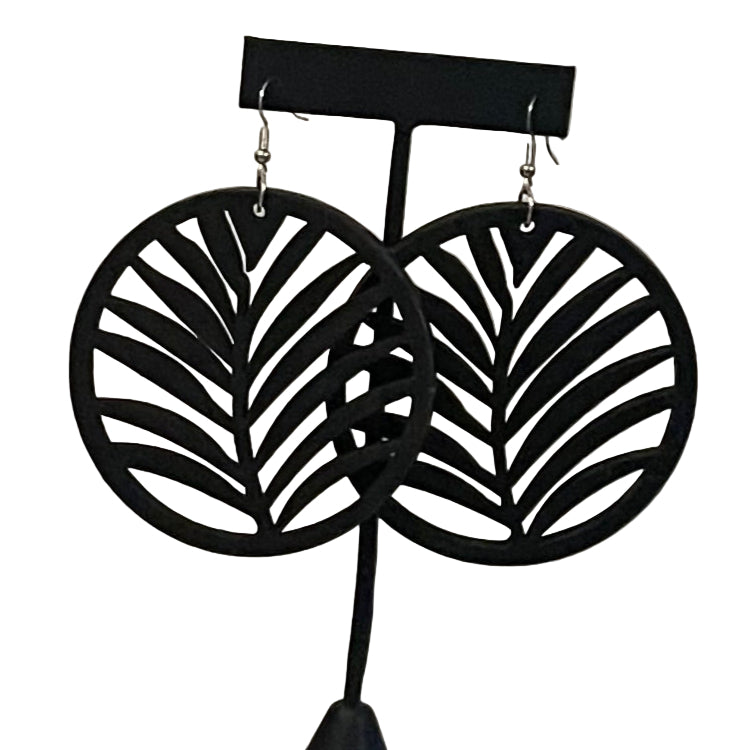 Palm Wood Circle Earrings