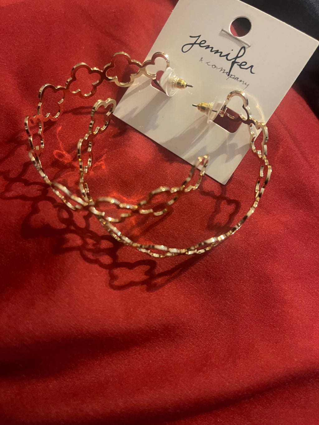 Large Gold Clover Hoop Earrings