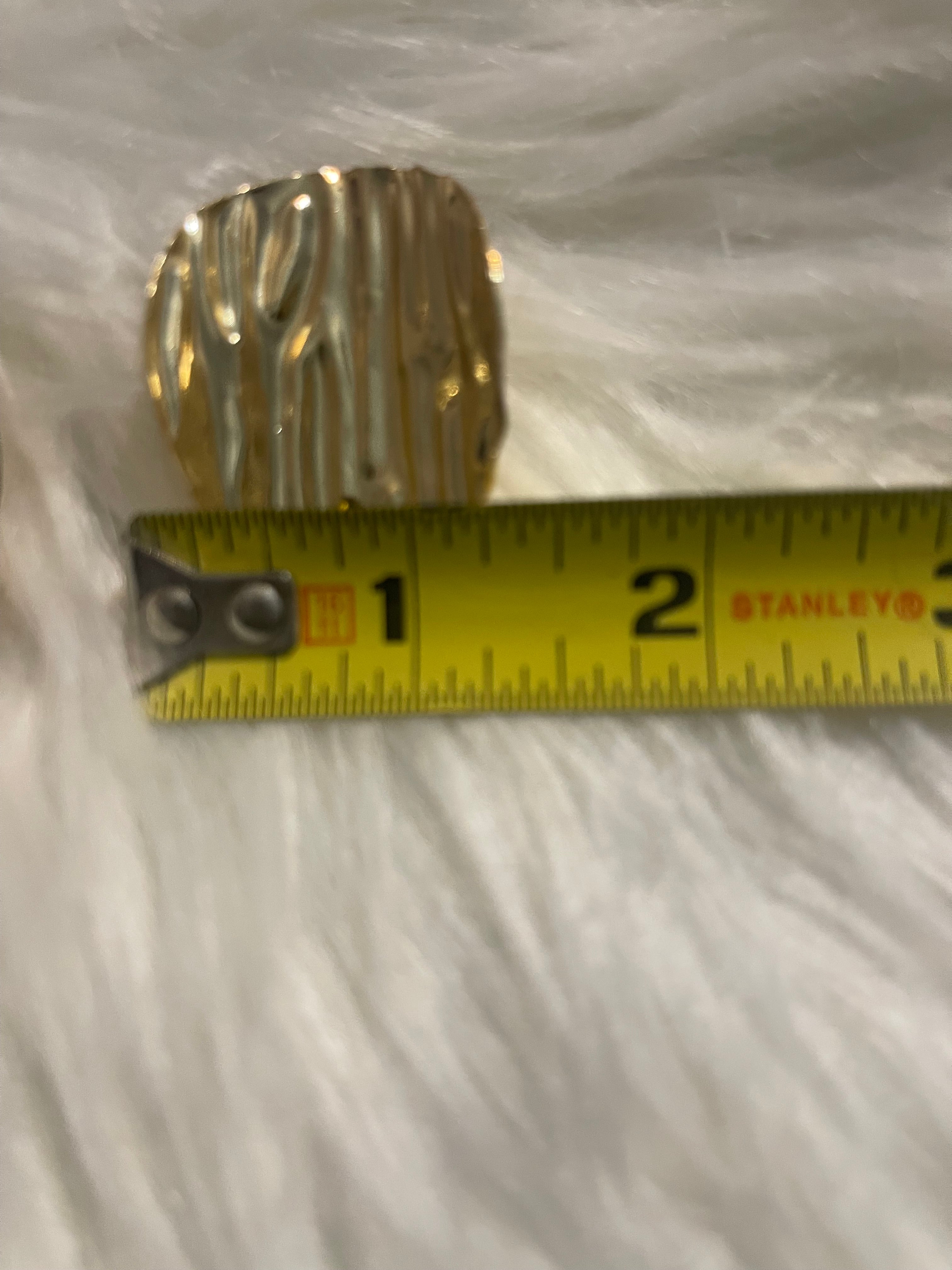 Gold-tone Texture Wavy Oversize Stud Earrings