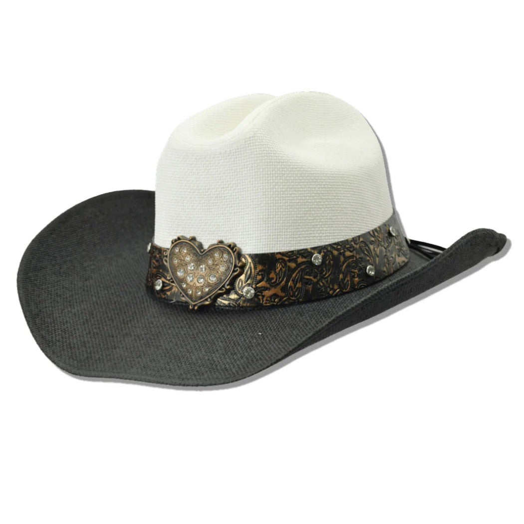 Western Heart Accent Band Trim Cattleman Cowboy Hat