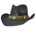 WESTERN TURQUOISE ACCENT WOOD BAND TRIM COWBOY HAT