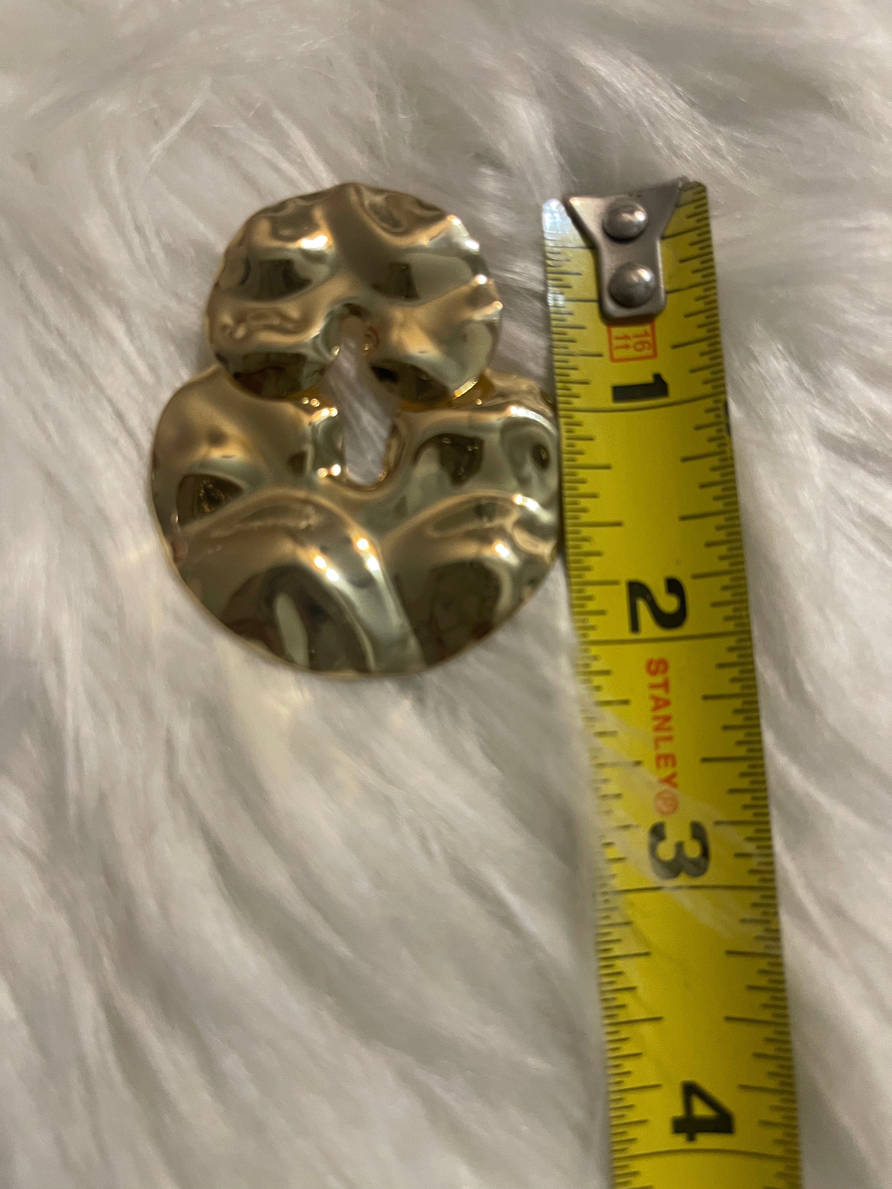 Gold Hammered Irregular Drop Earrings