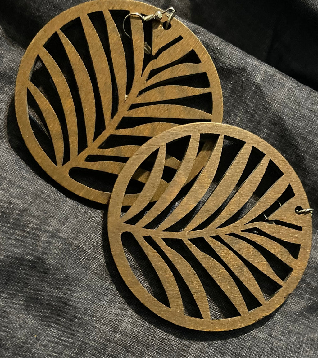 Palm Wood Circle Earrings