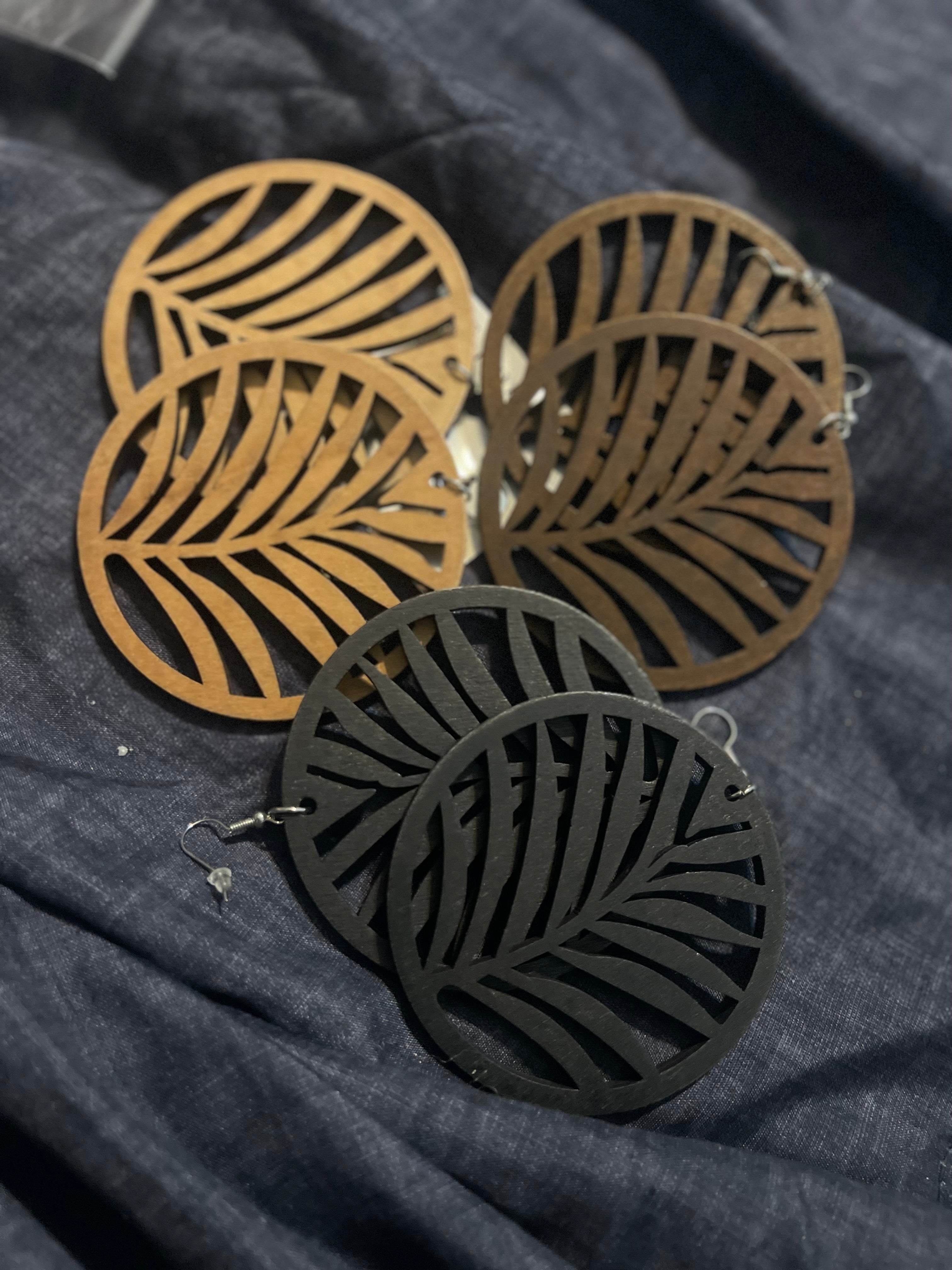Palm Wood Circle Earrings