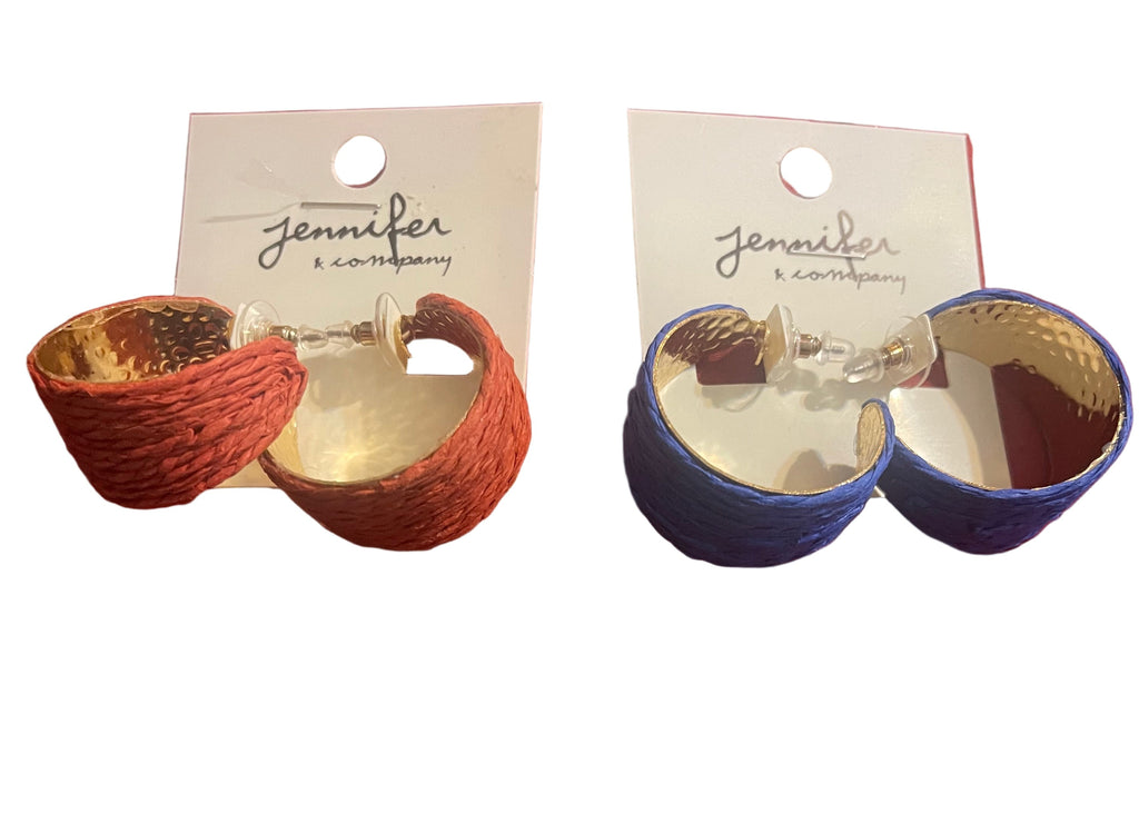 Wide Raffia Straw Hoop Earrings
