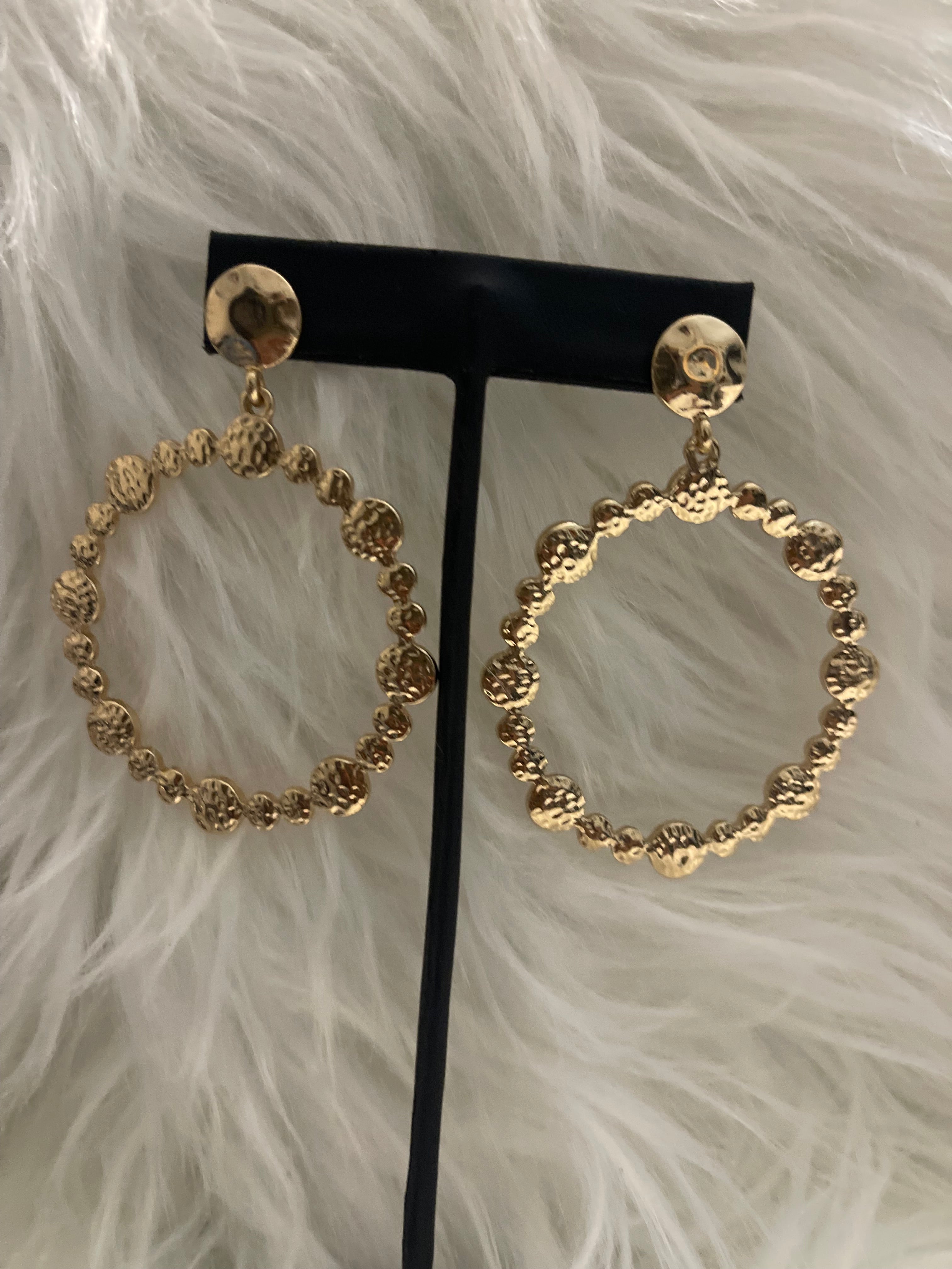 Large Hammered Texture Teardrop Earrings