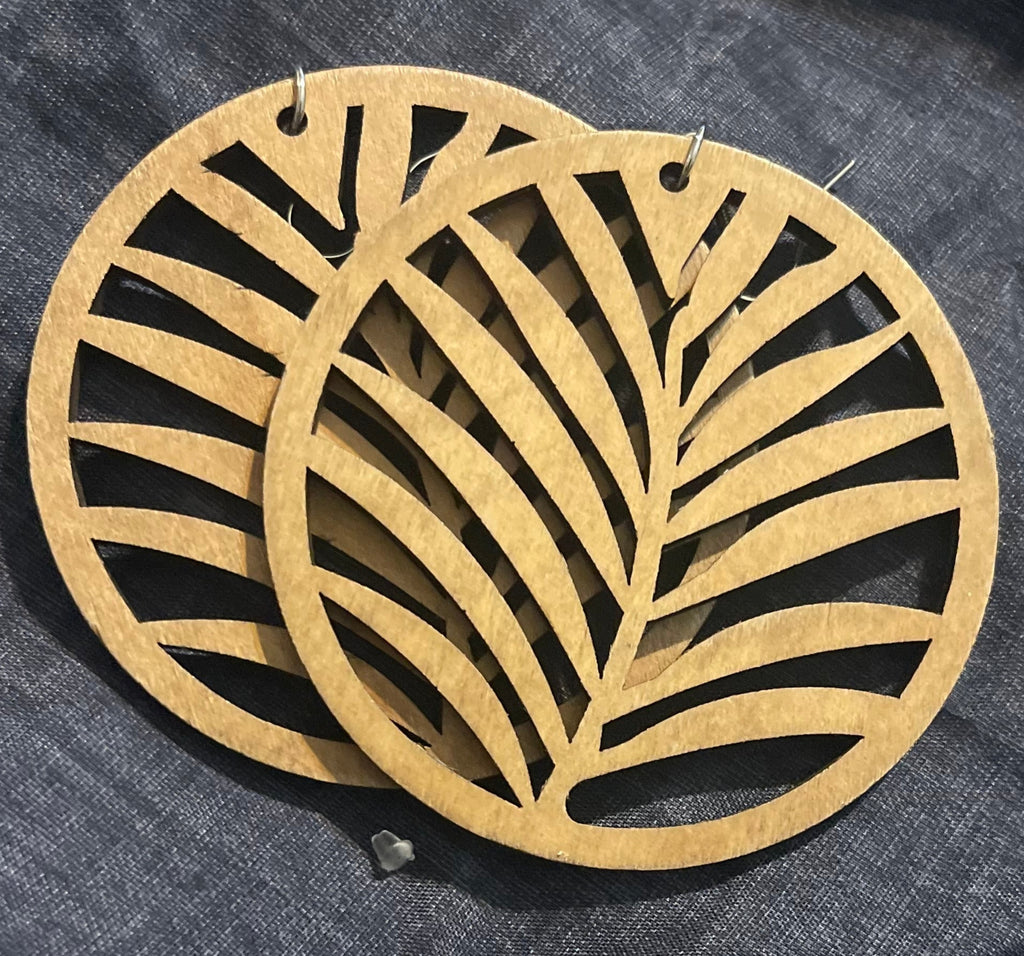 Palm Wood Circle Earrings