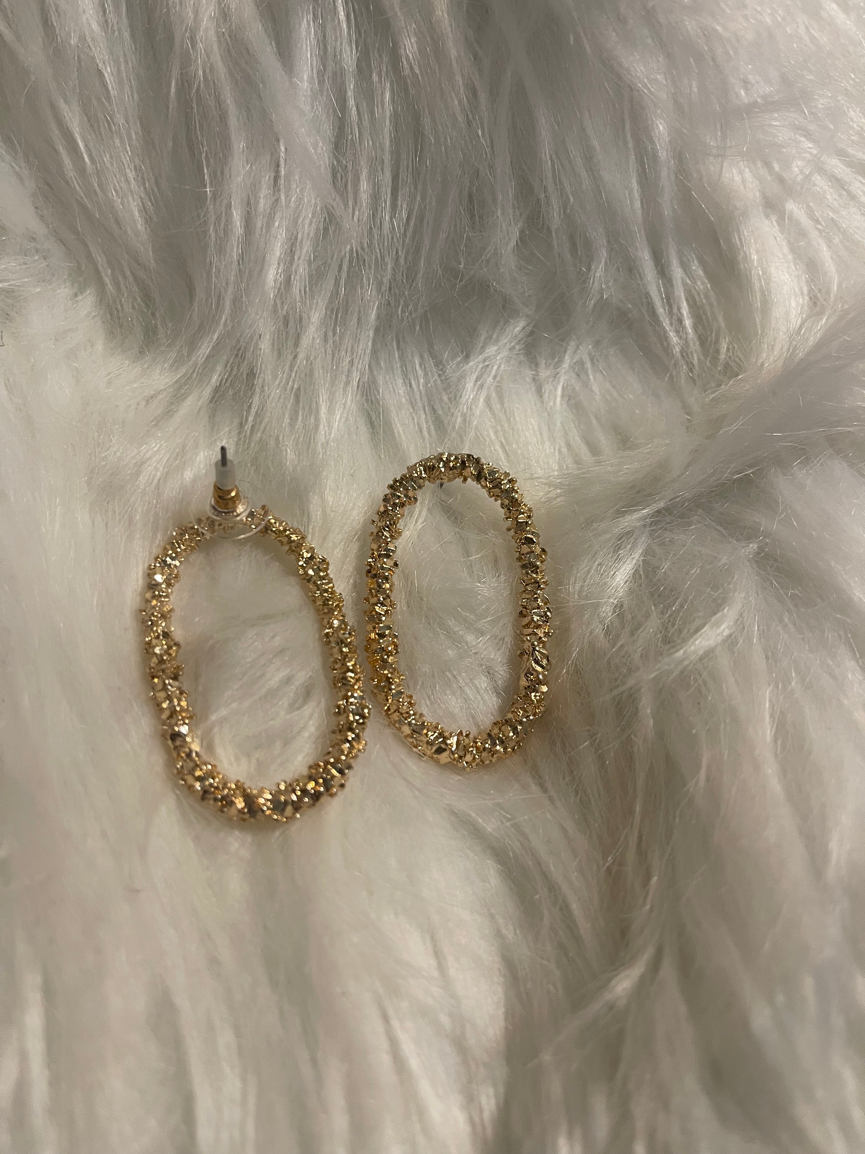 Gold-Tone Nugget Texture Earrings