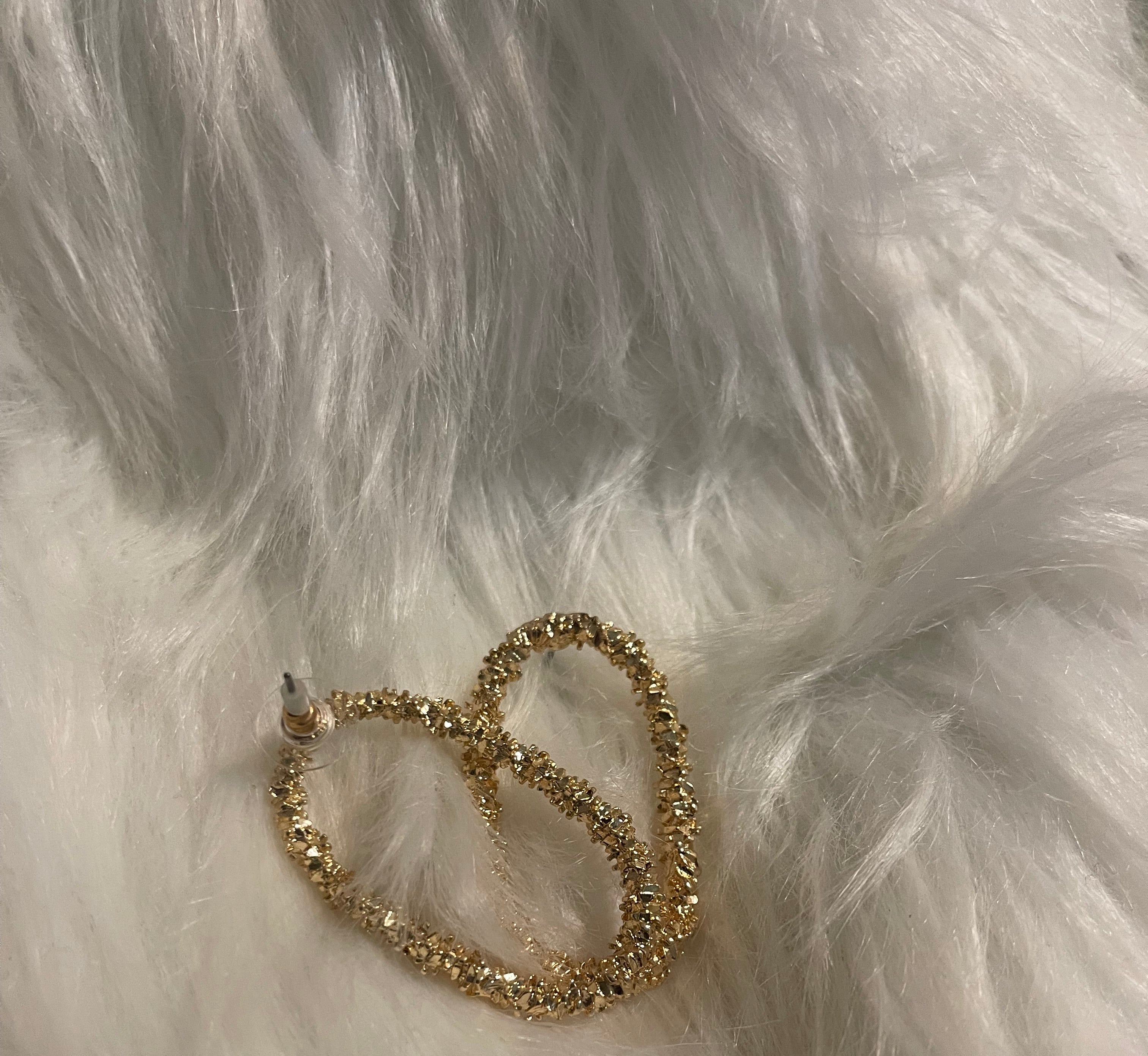 Gold-Tone Nugget Texture Earrings