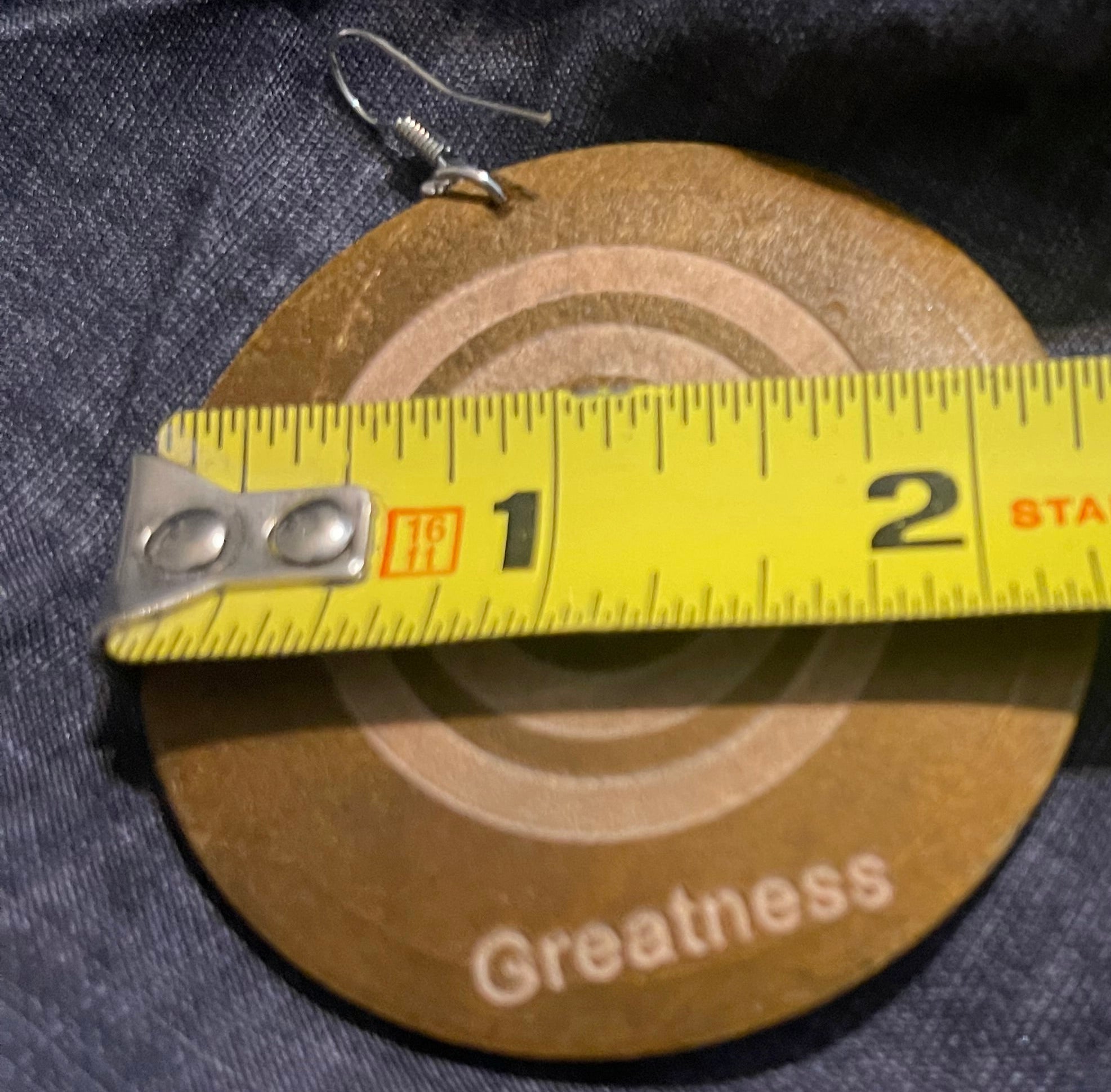 Strong and Greatness Circle Wood Earrings