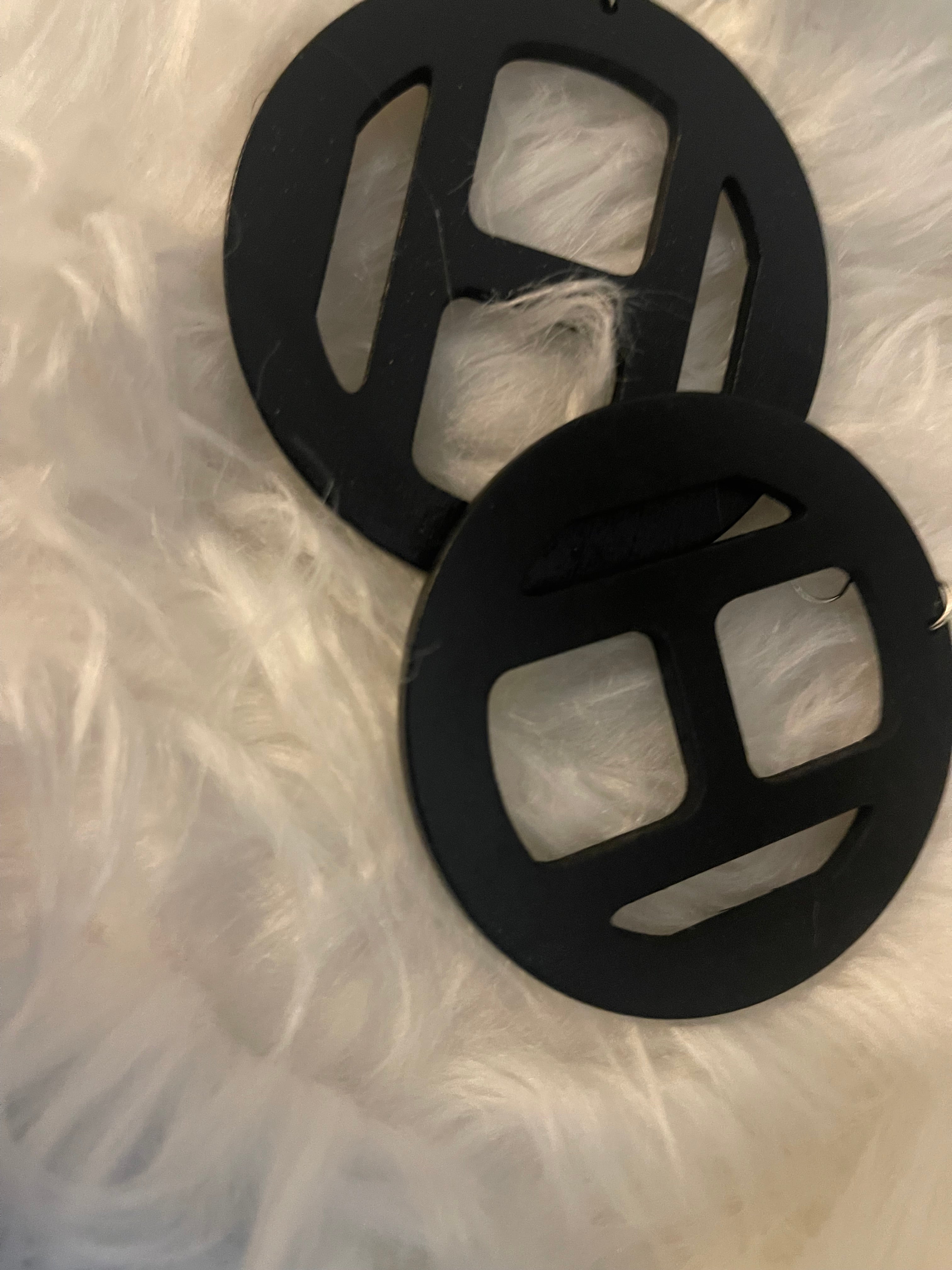 Two-tone Circle Cutout Wood Earrings