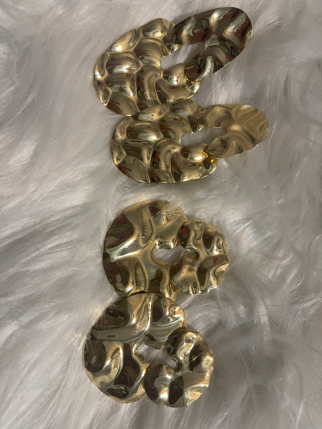 Gold Hammered Irregular Drop Earrings