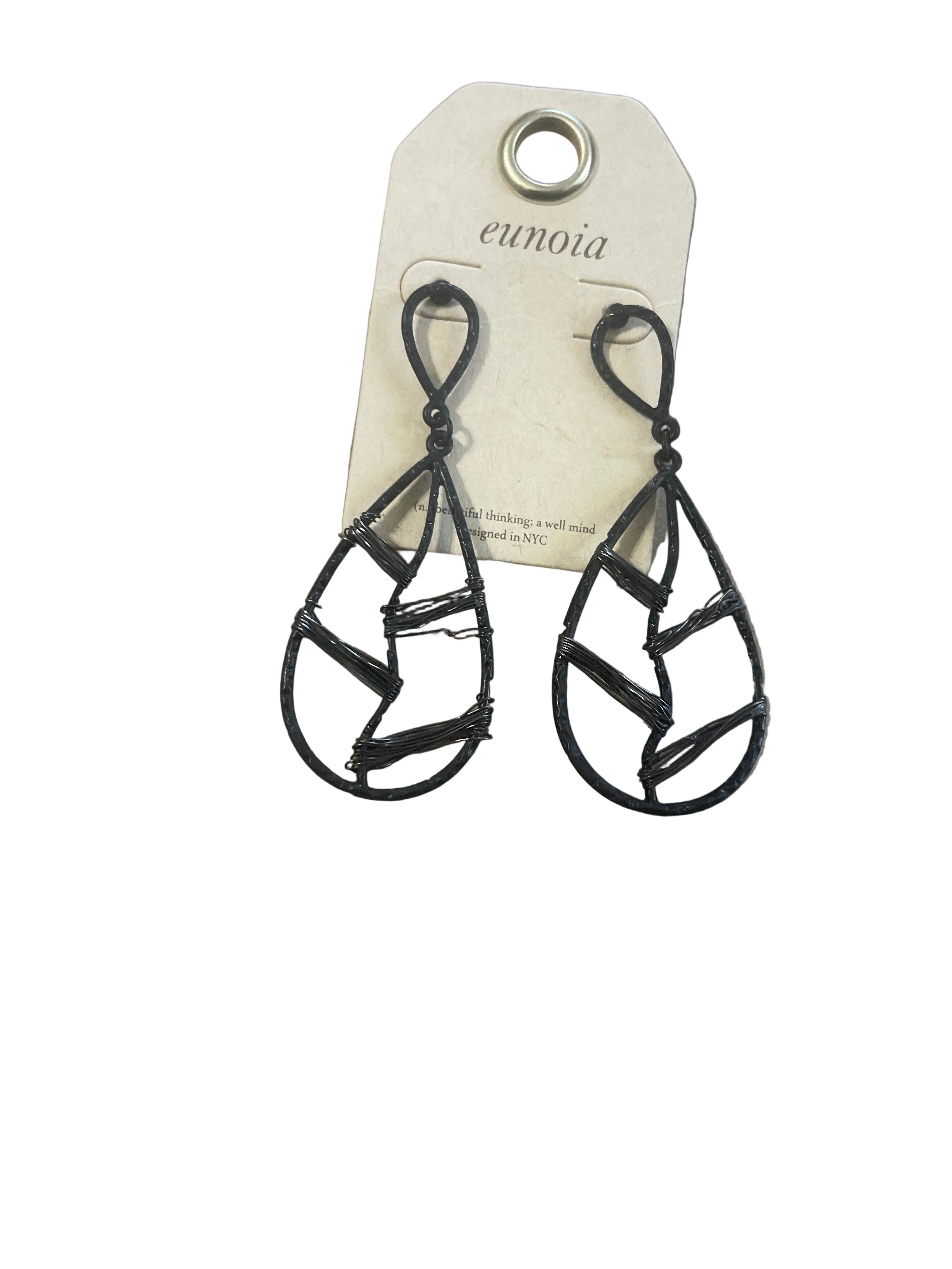 Black Metal Wire Twist Earrings