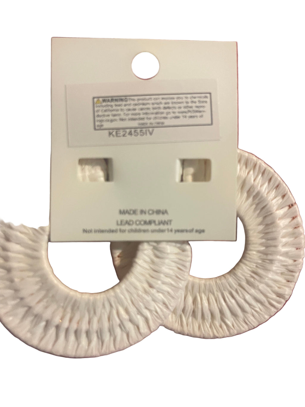 Raffia White Large Woven Hoop Earrings