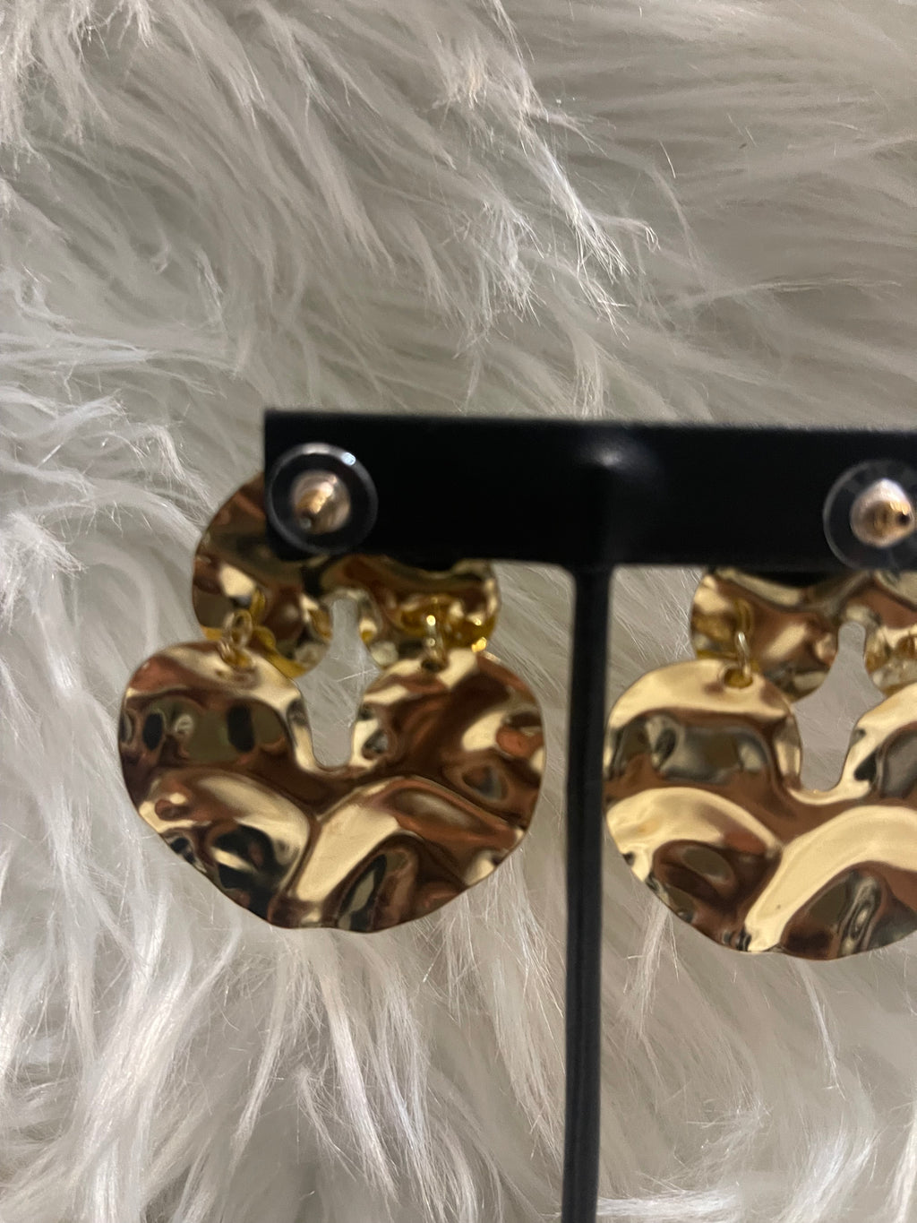 Gold Hammered Irregular Drop Earrings