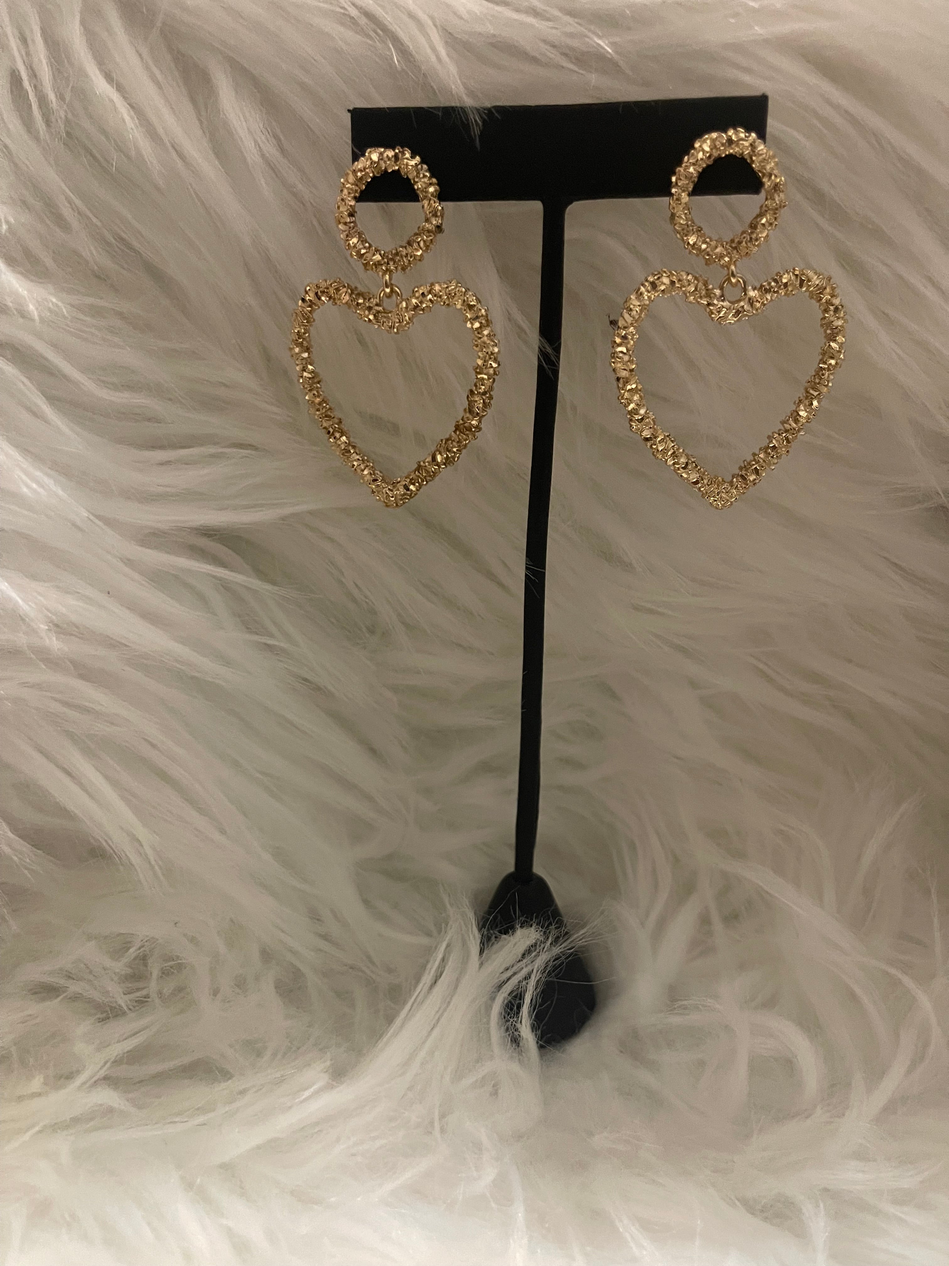 Gold-Tone Nugget Texture Earrings