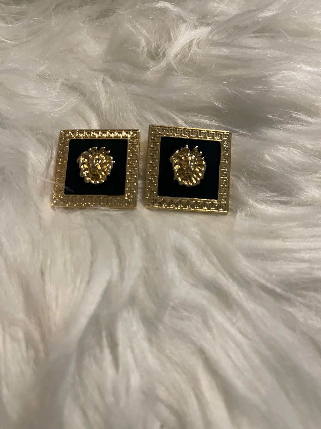 Gold Lion Head Stud Earrings