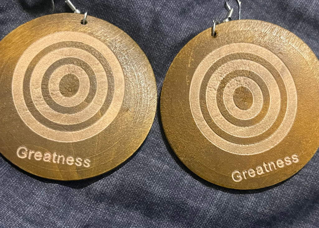 Strong and Greatness Circle Wood Earrings