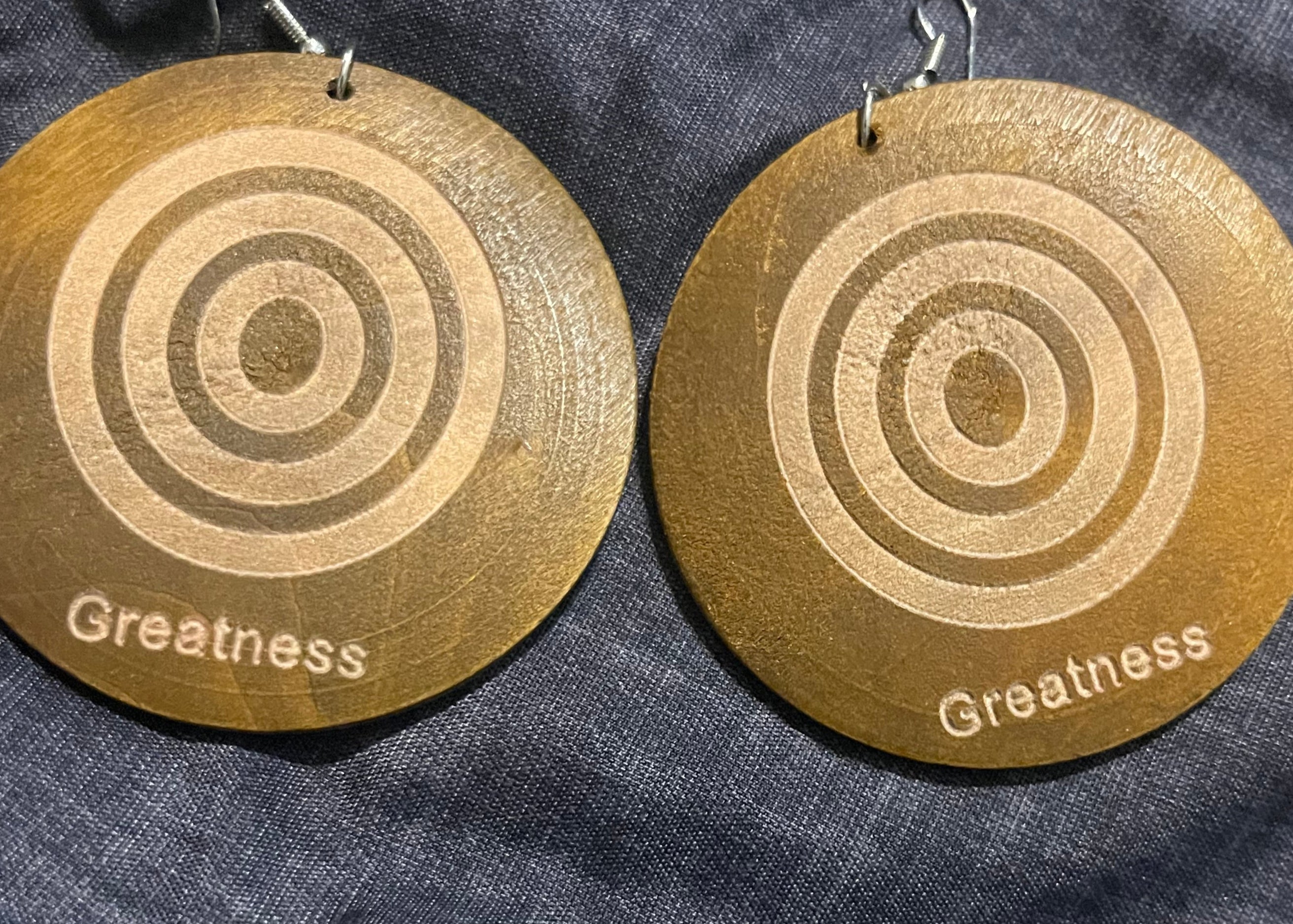 Strong and Greatness Circle Wood Earrings