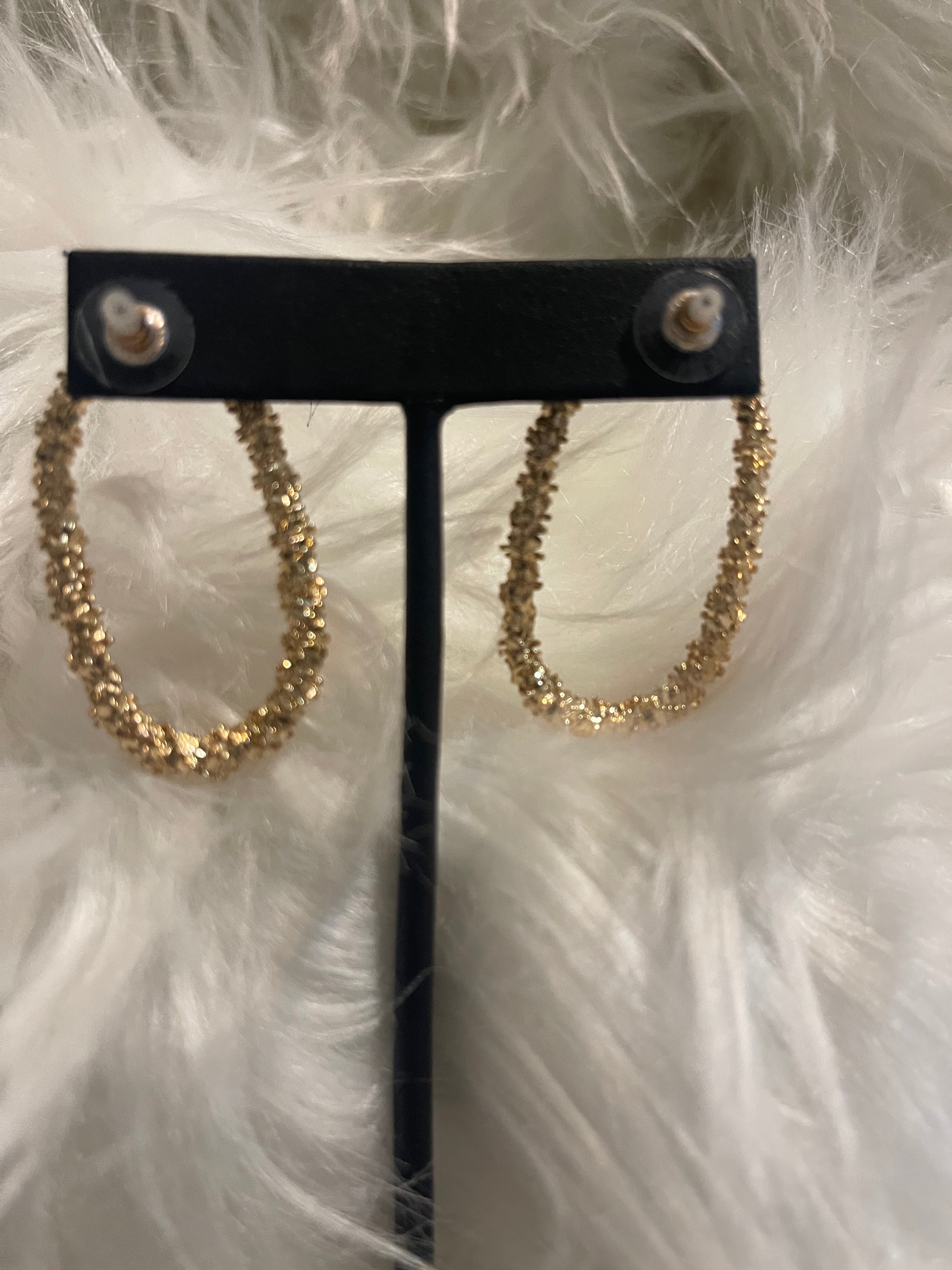 Gold-Tone Nugget Texture Earrings