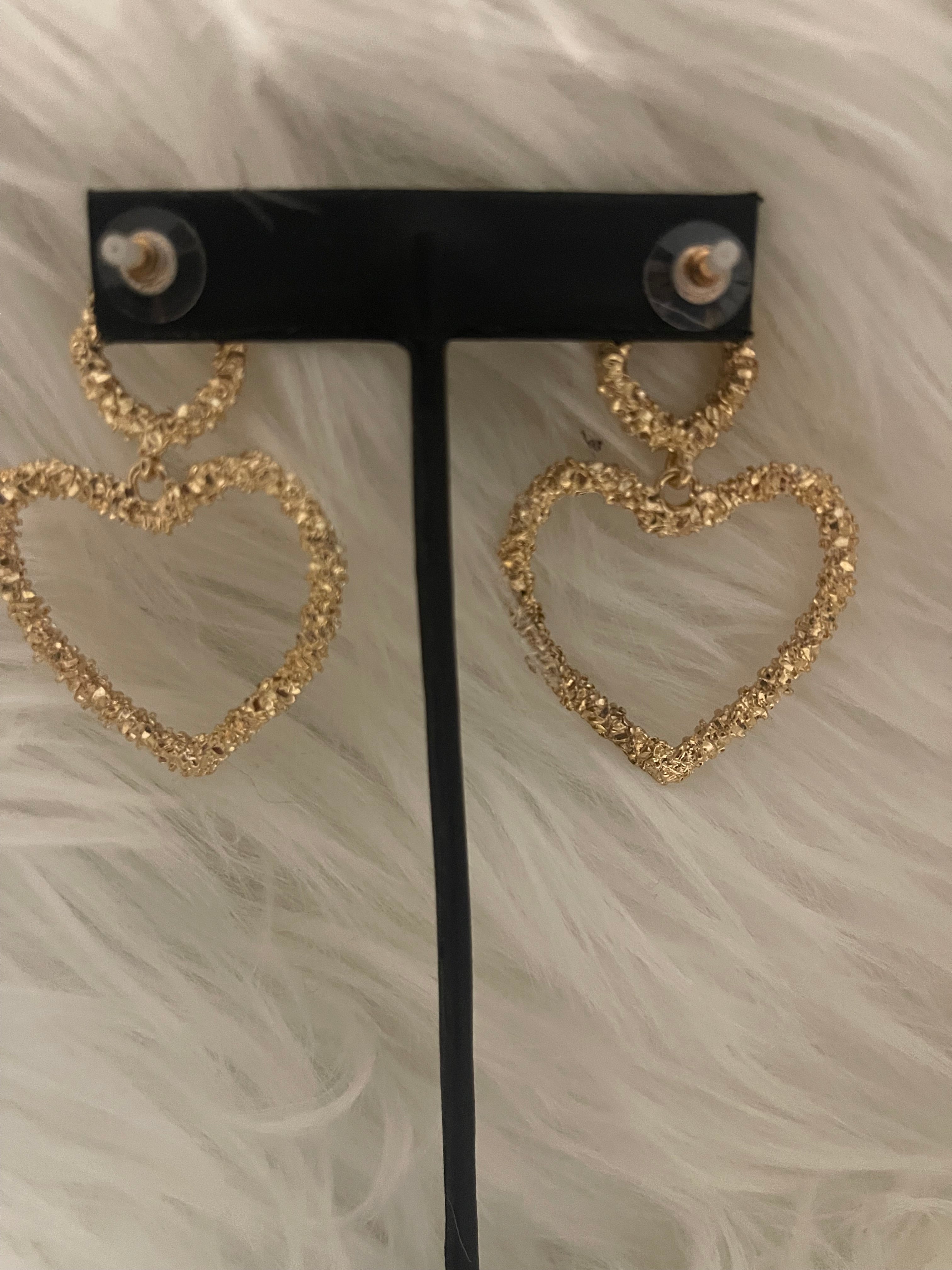 Gold-Tone Nugget Texture Earrings