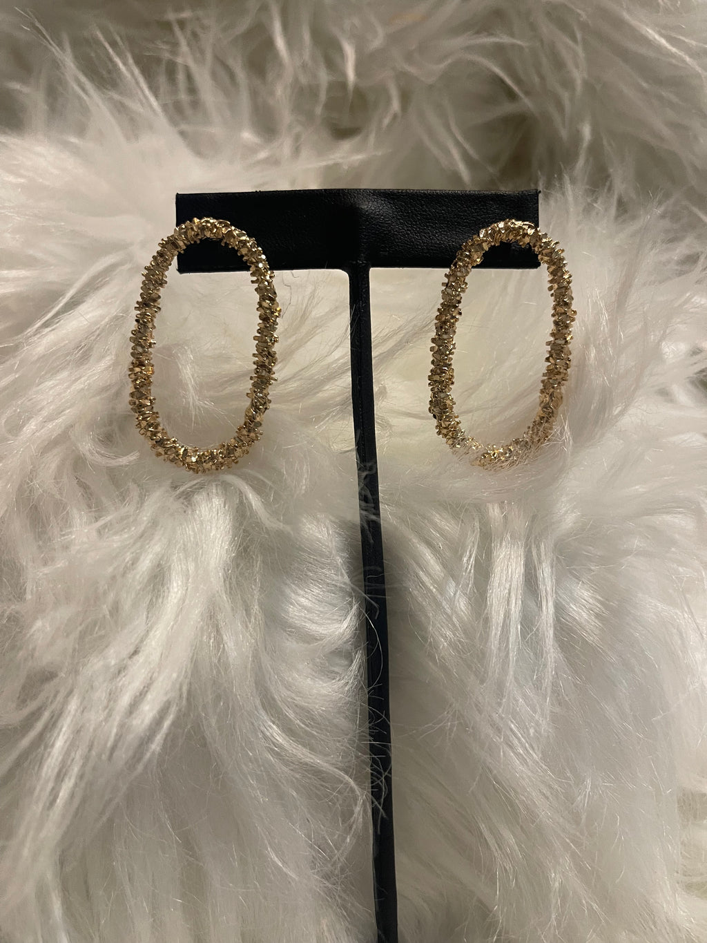 Gold-Tone Nugget Texture Earrings