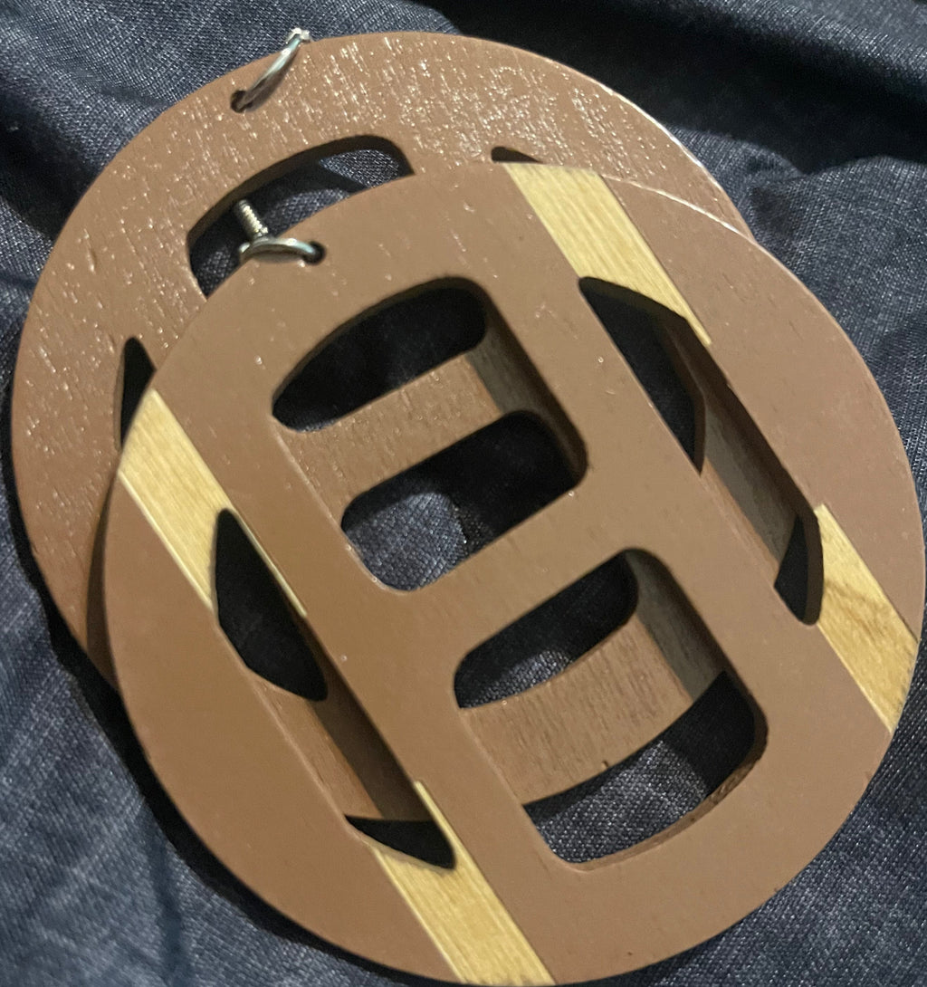 Two-tone Circle Cutout Wood Earrings