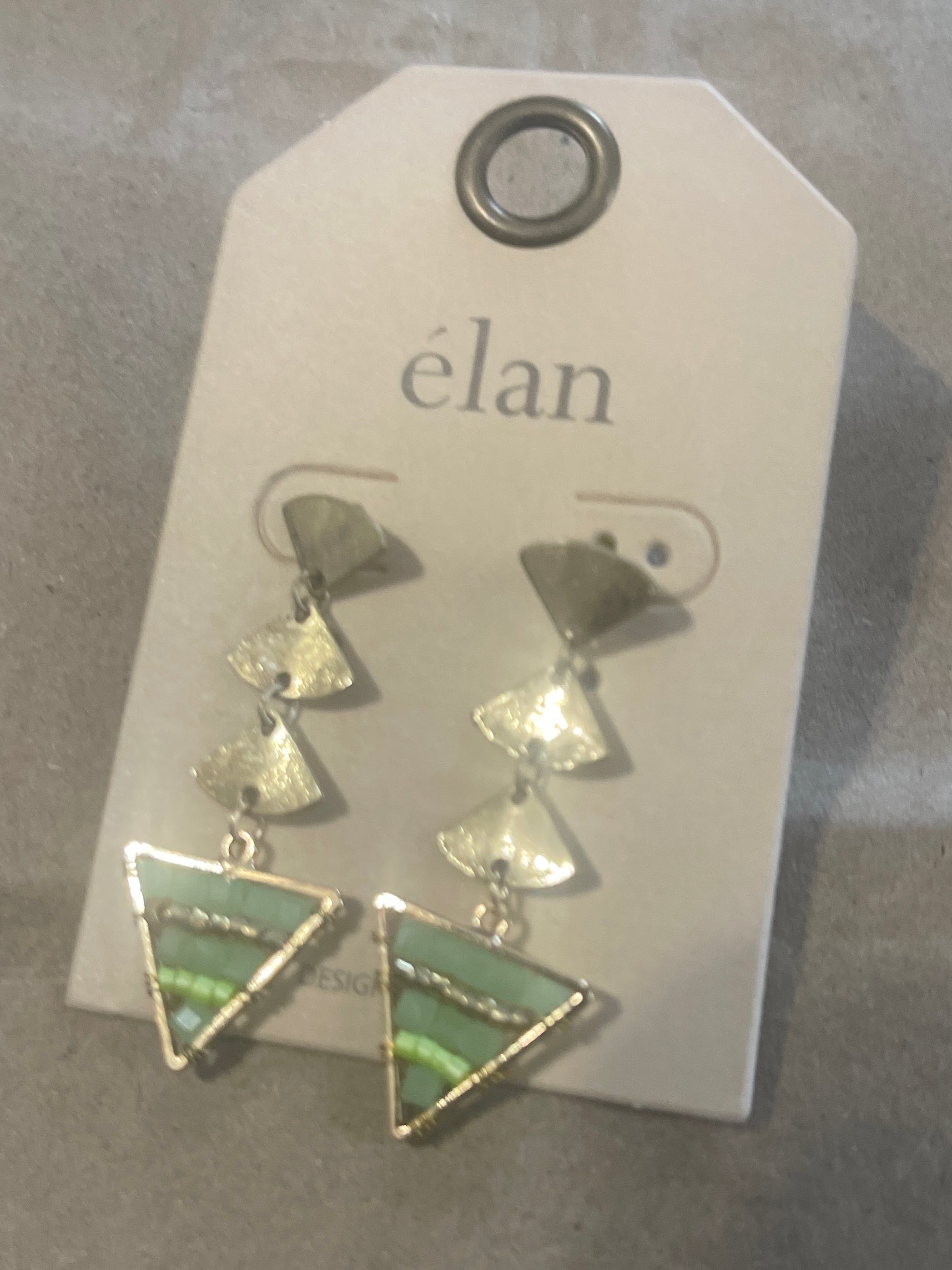 Gold Tone Pyramid Triangle Beaded Earrings