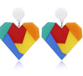 Geometric Colorful Heart Earrings
