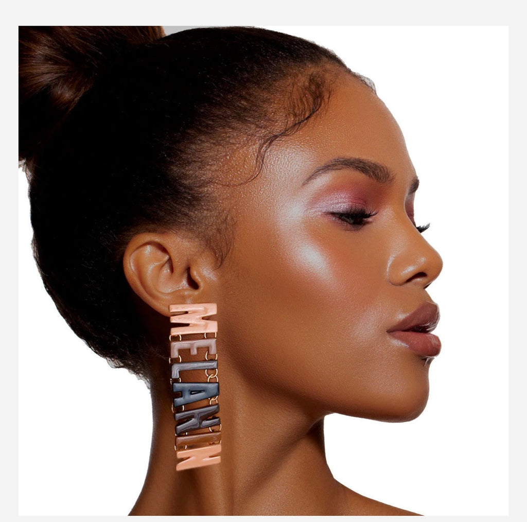Melanin Linked Letter Drop Earrings