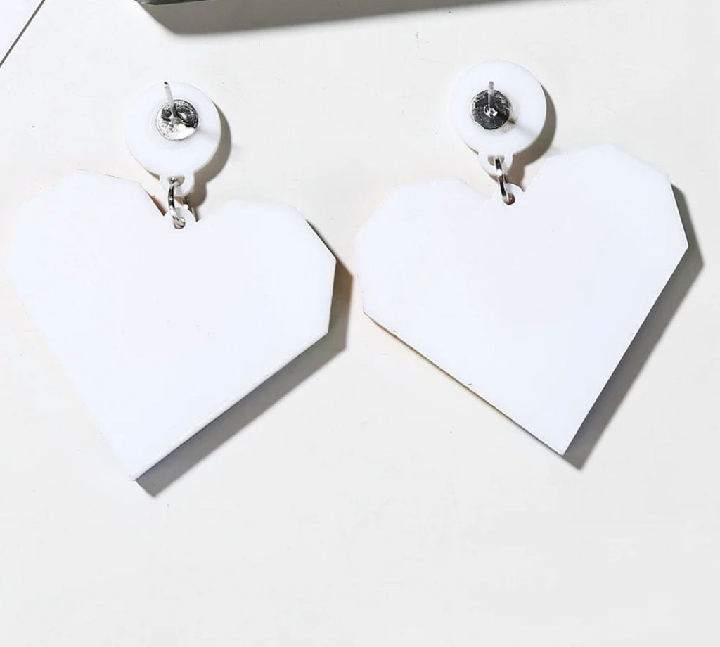 Geometric Colorful Heart Earrings