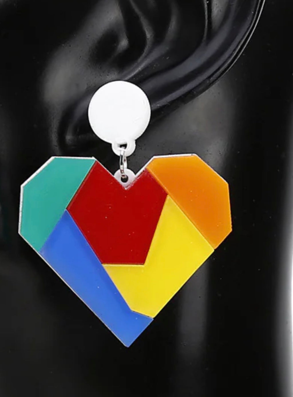 Geometric Colorful Heart Earrings
