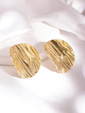 Gold-tone Texture Wavy Oversize Stud Earrings