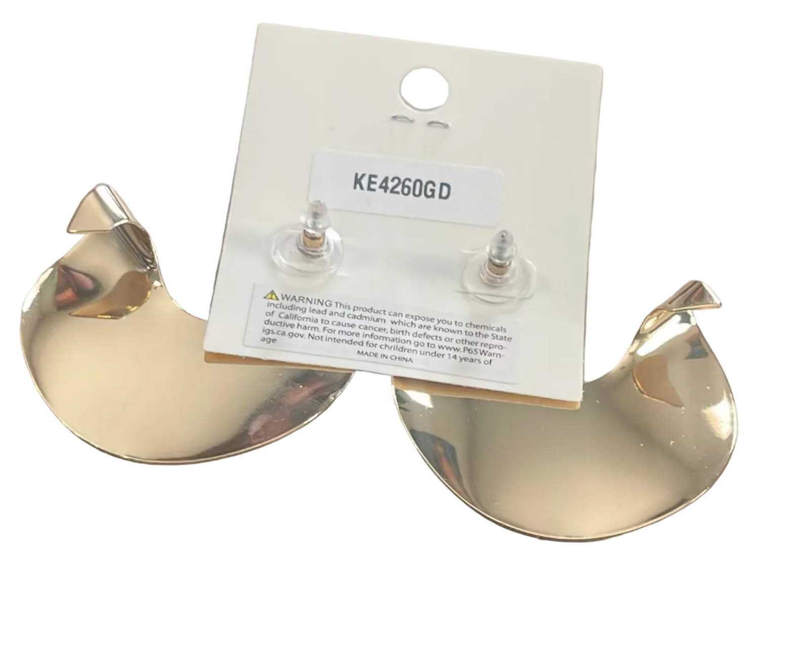 Gold-Tone Crescent Shape Stud Earrings