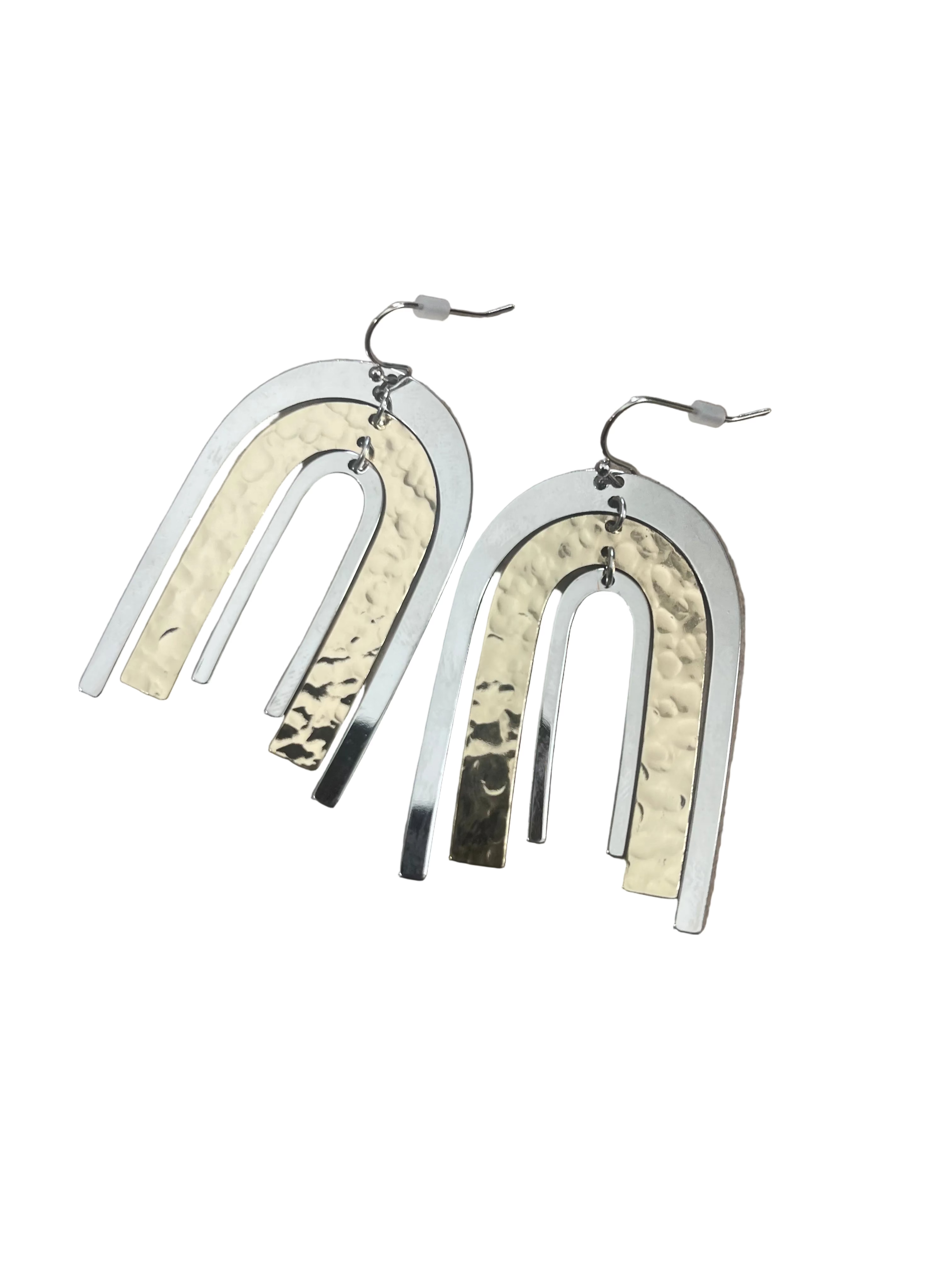Triple Arch Metal Dangle Earrings