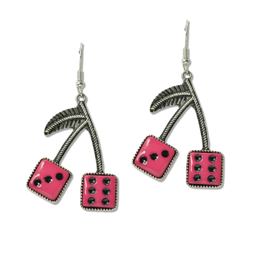 Western Cherry Dice Dangle Earrings