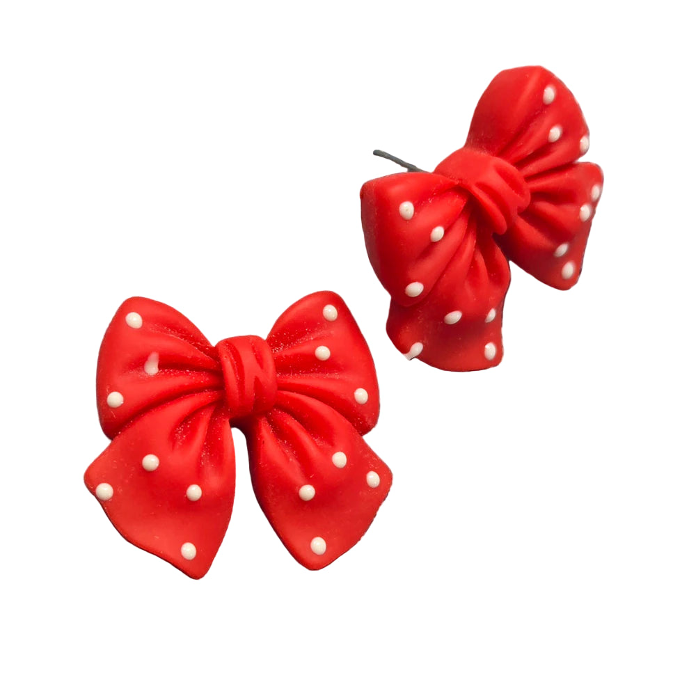 Polka Dot Bowtie Stud Earrings