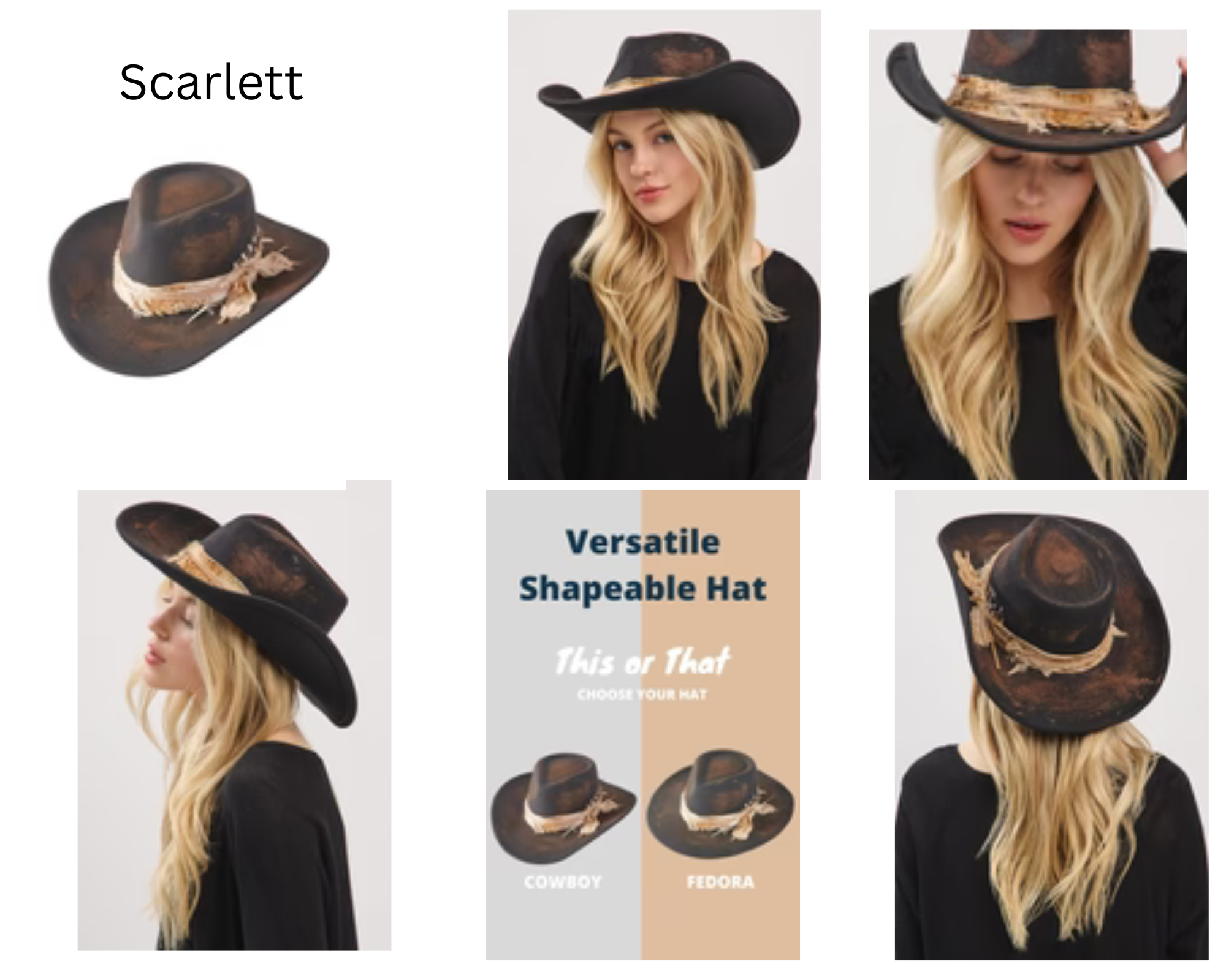 STYLINE Heritage Worn Shapable Cowboy/Fedora Hat