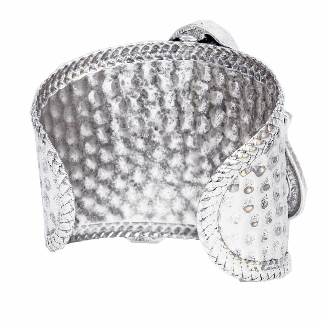 Cuff Burnished Silver Elephant Tribal Bracelet