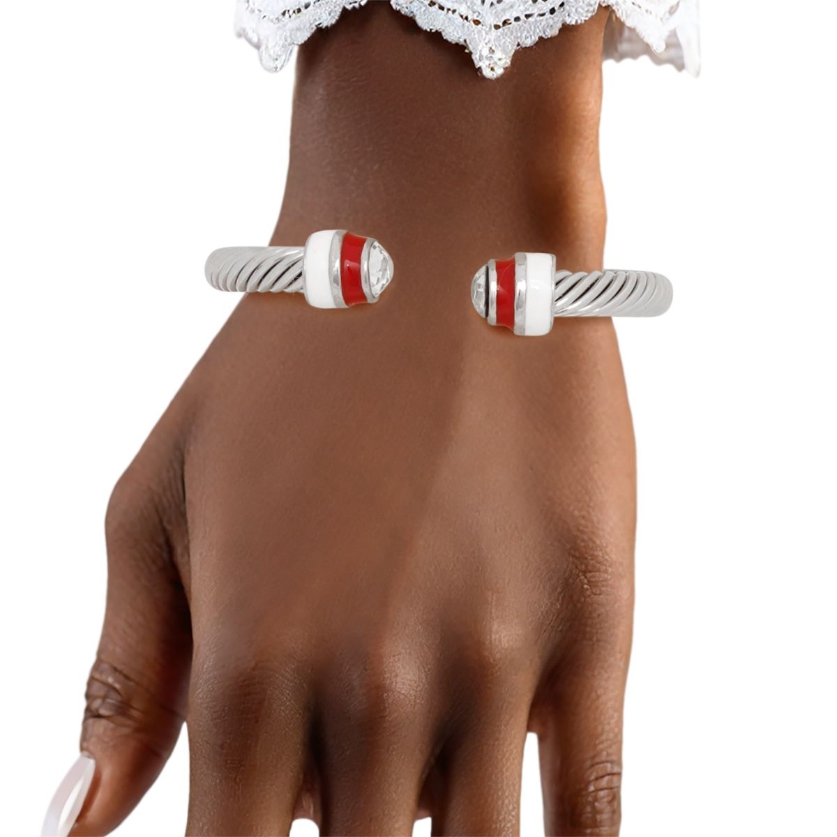  Thick Cable Classic Silver Bangle Bracelet
