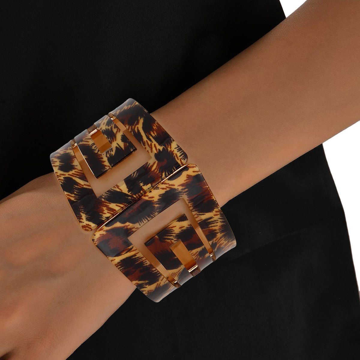 Cuff Jungle Chic Leopard Print Art Deco Bracelet