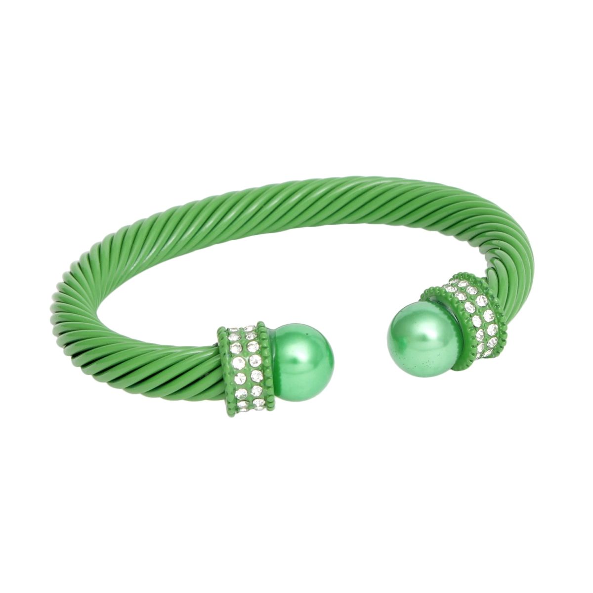  Thick Green Cable Classic Bangle Bracelet