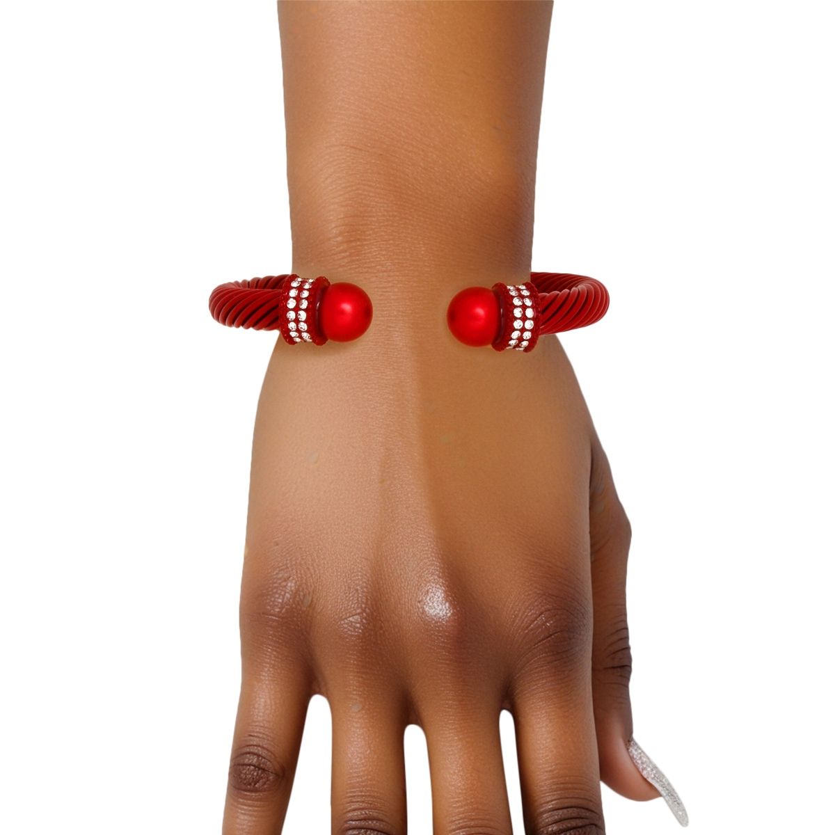   Red Thick Cable Classic Bangle