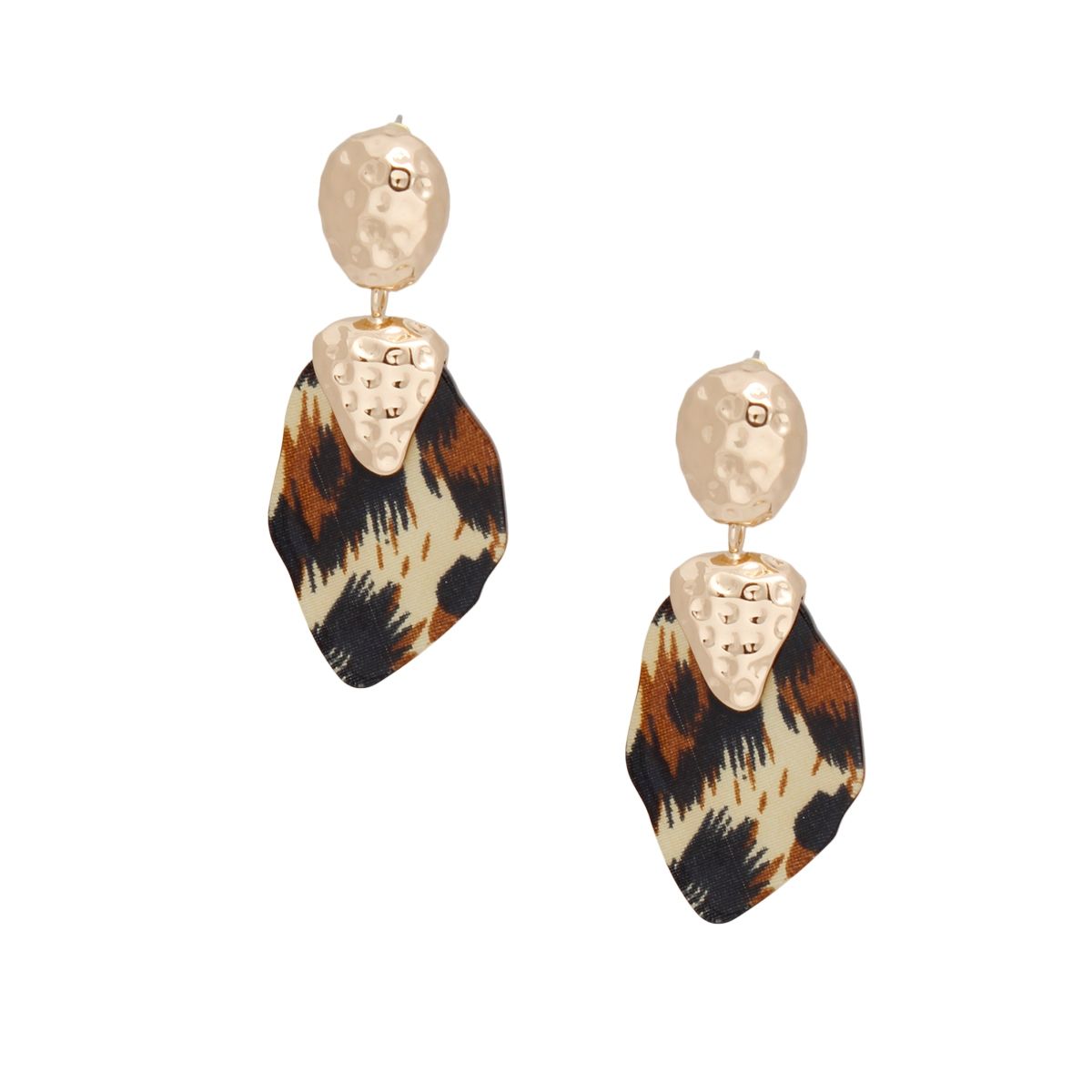 Drop Fierce Leopard Print and Gold Earrings Women