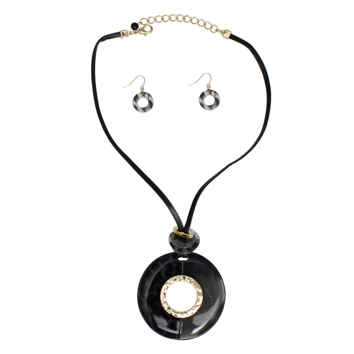 Pendant Tribal Black Leopard Ring Leather Necklace