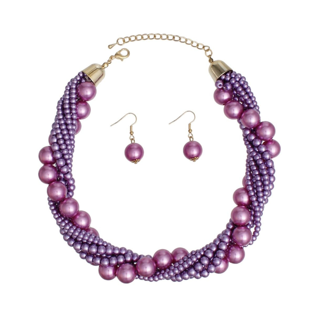 Choker Twisted Light Purple Pearl 7 Strand Necklace