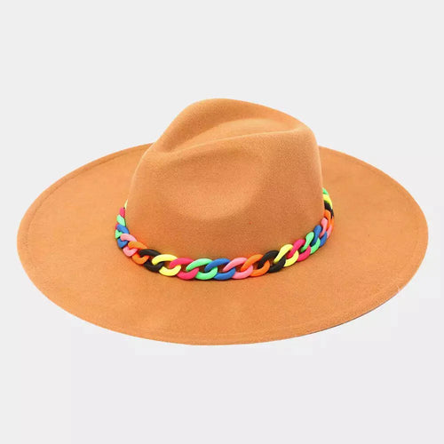 Colorful Chain Panama Fedora Hat - Rosmarray Collections, LLC.
