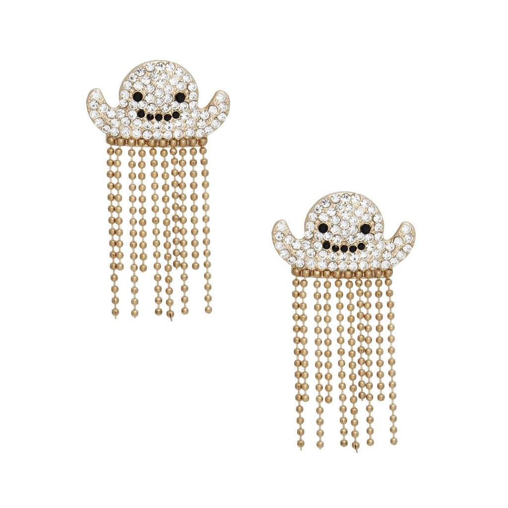 Fringe Gold Spooky Sparkle Ghost Chain Earrings