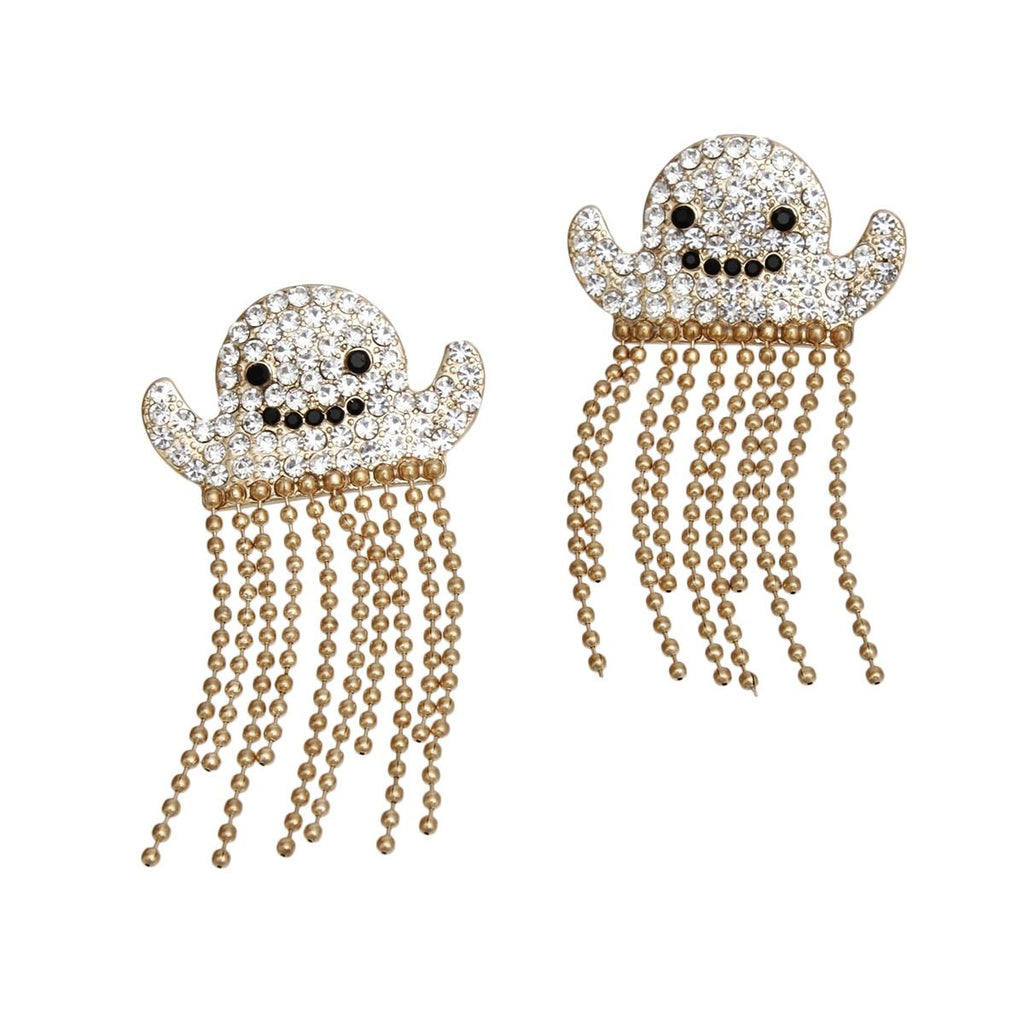 Fringe Gold Spooky Sparkle Ghost Chain Earrings