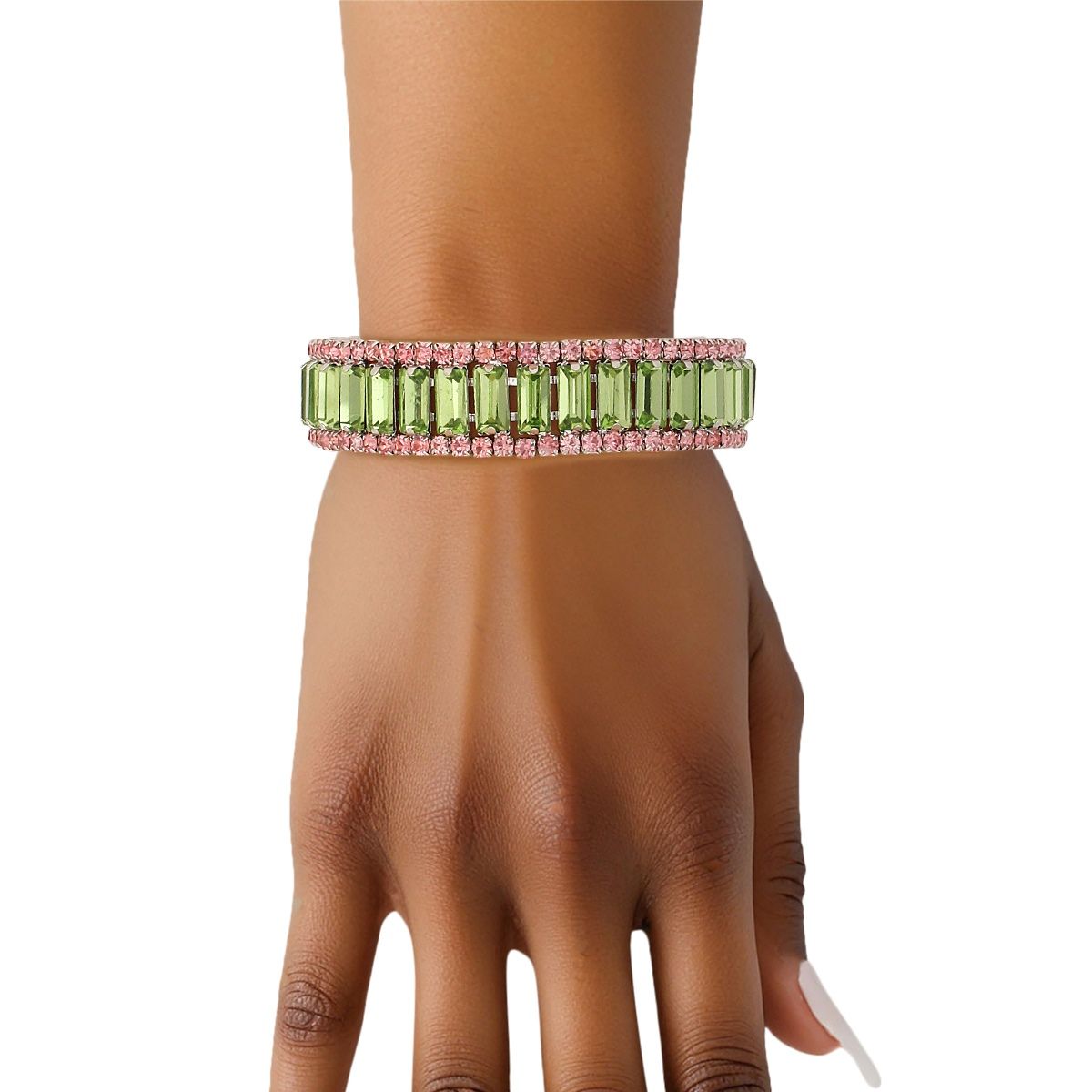   Green Baguette Bling Tennis Bracelet